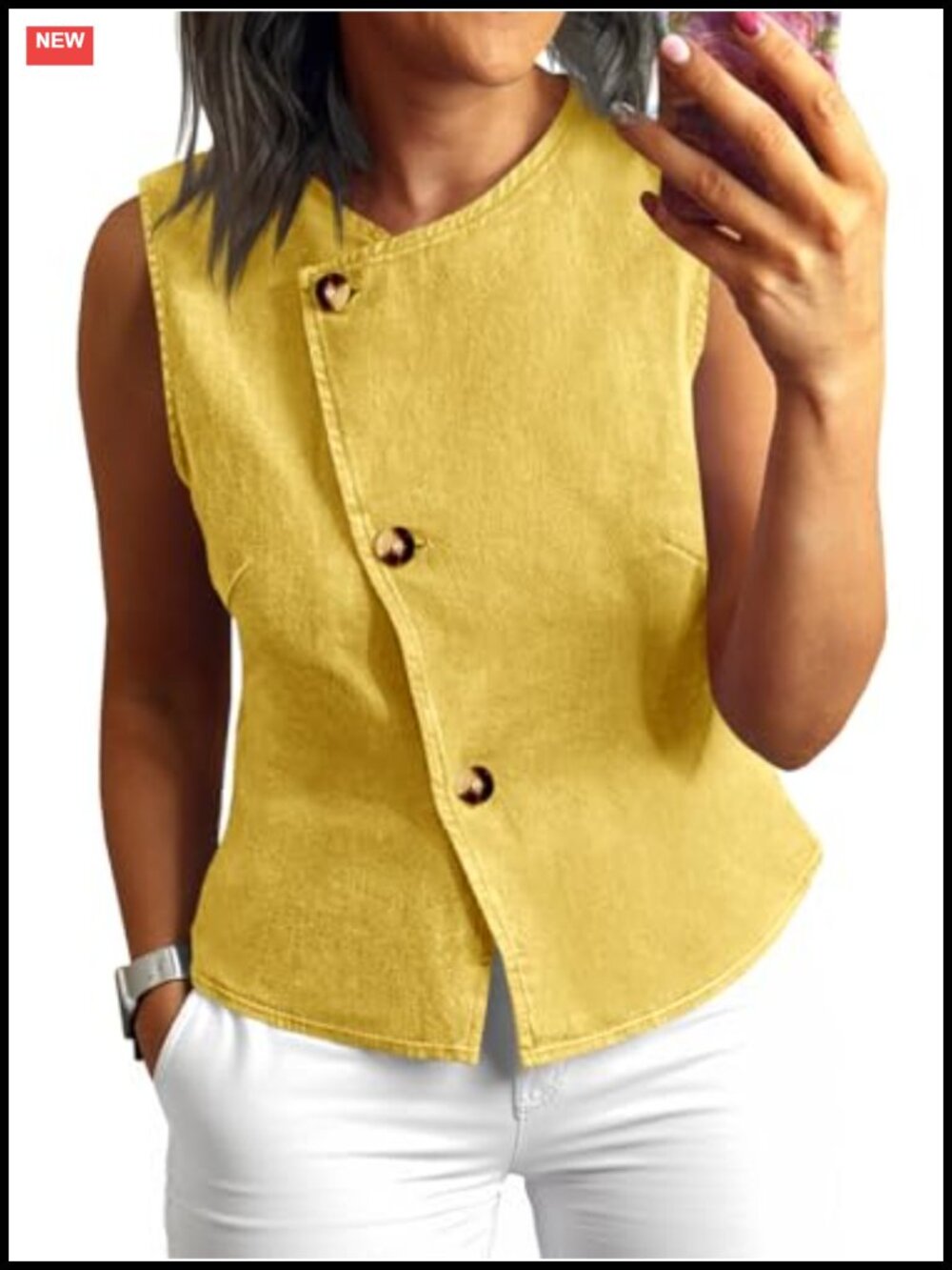 Women's Denim Vest Sleeveless Jean Shirt Jacket Waistcoat Stretch Soft Casual